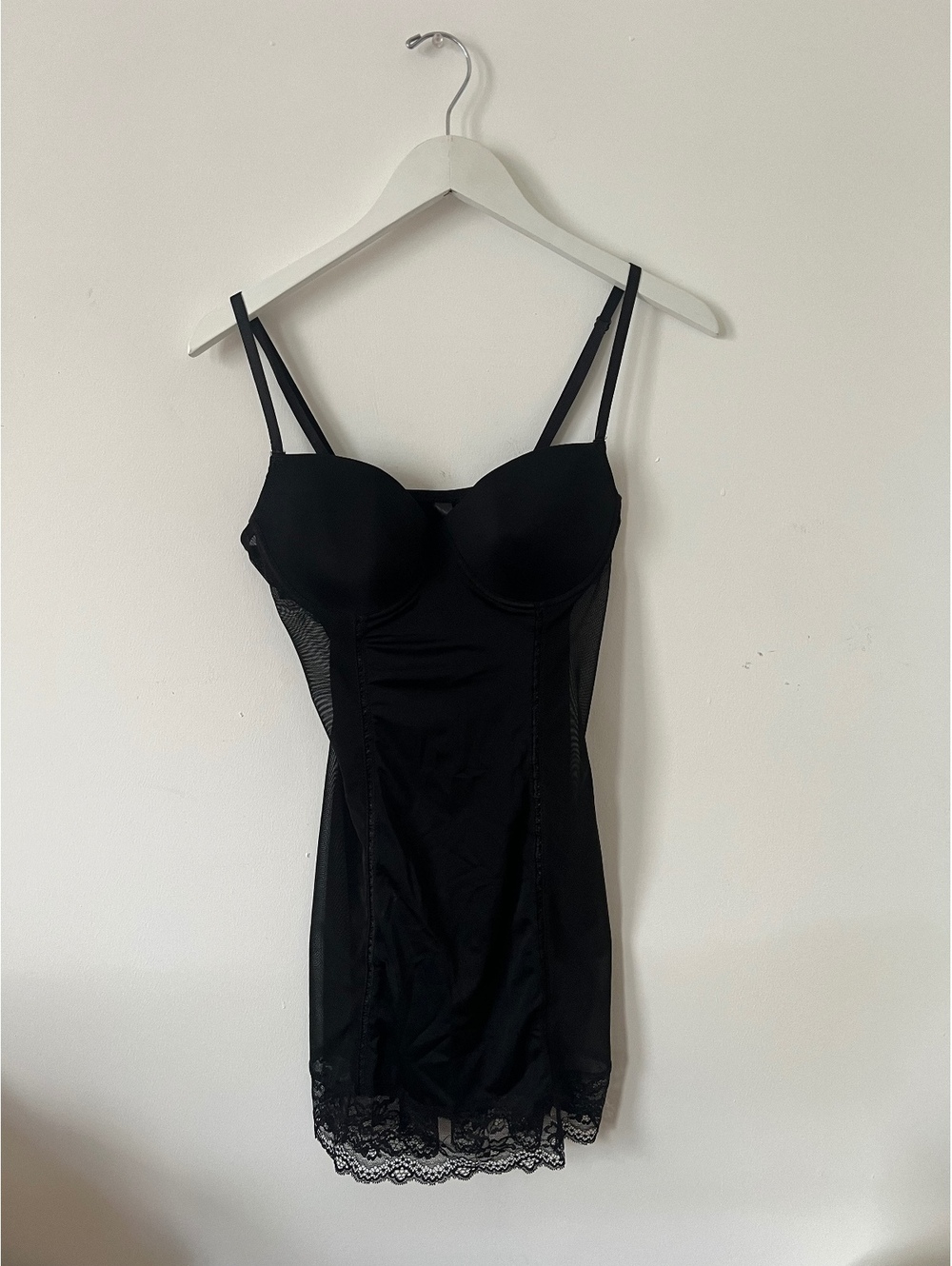 Black Lace Trim Slip Dress